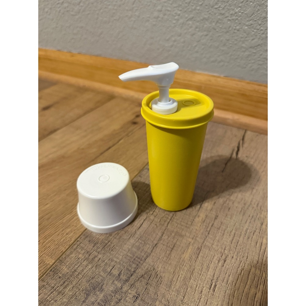 Vintage Tupperware Mustard Dispenser Harvest Yellow Pump 1329-11 Made in USA